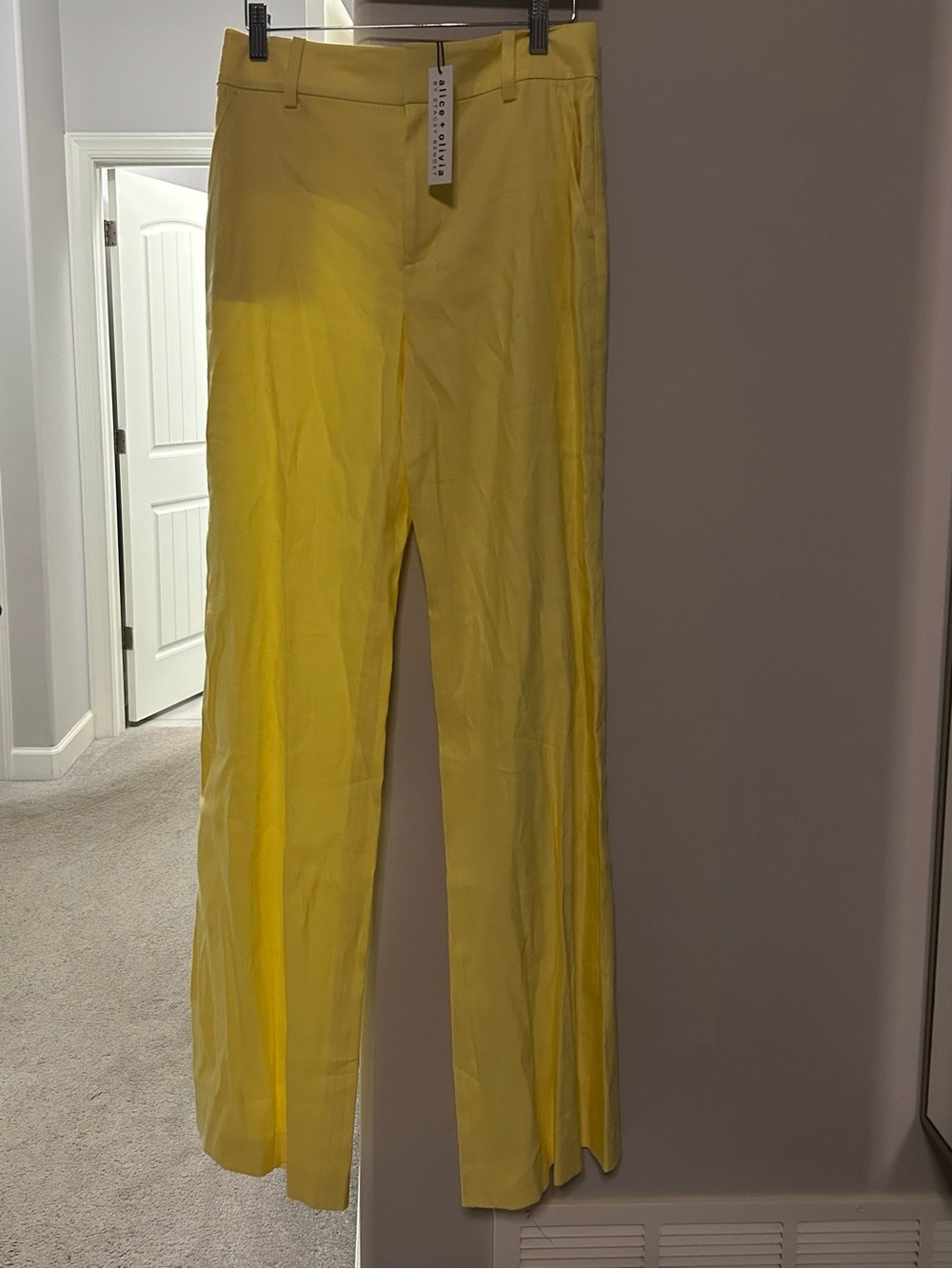 Alice + Olivia Lula Flare Pant - Pale Yellow - Picture 2 of 4